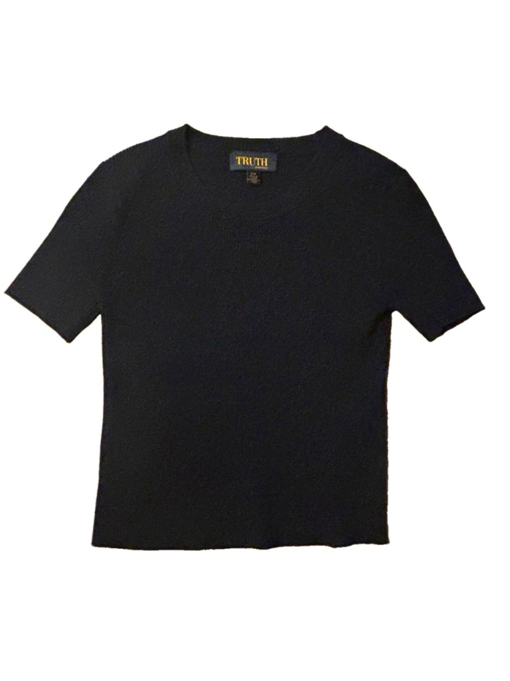 TRUTH by Republic Women’s Small Black Ribbed Knit Cropped Crewneck Stretch Tee